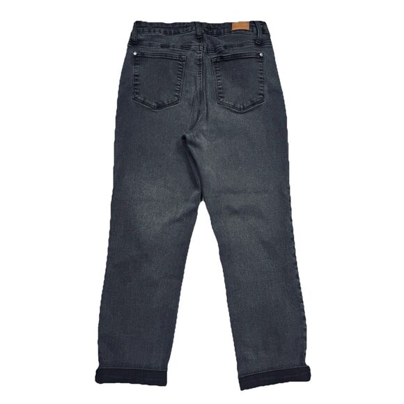 Judy Blue Roll Cuff Crop Capri Jeans 9/29 (29x23.5) Weathered Black High Stretch - Picture 3 of 9